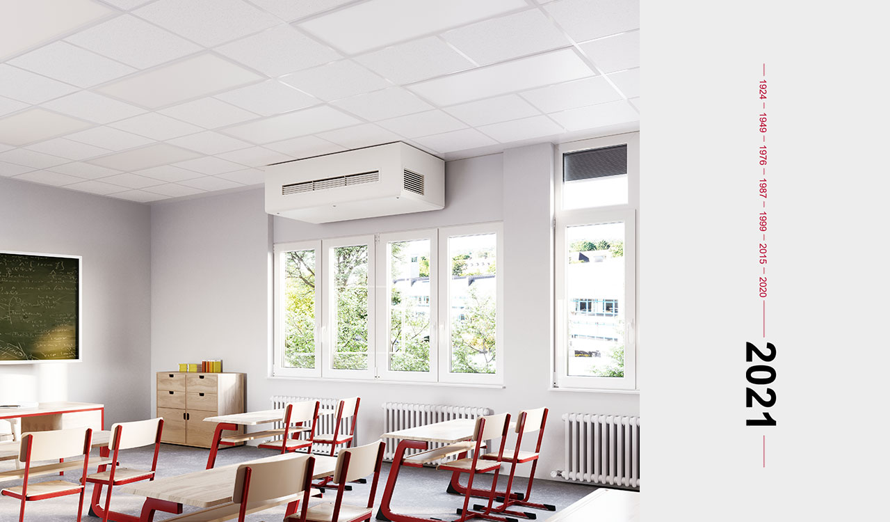 Ventilation automatique avec récupération de chaleur pour le post-équipement dans les salles de classe et jardins d’enfant, pour un air frais et sain en permanence